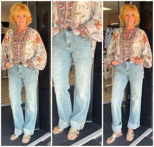Jeans met omslag Mandy