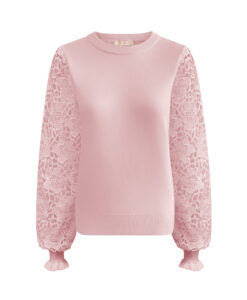 Trui Elise met kanten mouw Triple Nine Powder Pink 9006